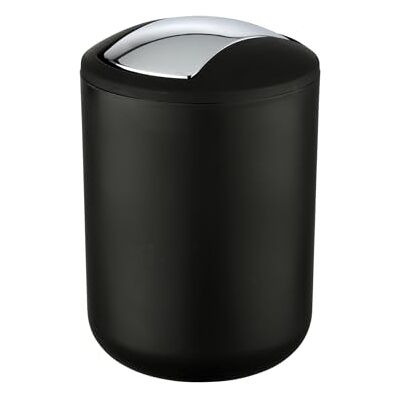 WENKO Kosmetikeimer Brasil S, 2 Liter Fassungsvermögen, Badezimmer-Mülleimer mit Schwingdeckel, Kleiner Abfalleimer aus bruchsicherem Kunststoff, BPA-frei, Ø 14 x 21 cm, Schwarz WENKO Kosmetikeimer Brasil S, 2 Liter Fassungsvermögen, Badezimmer-Mülleimer mit Schwingdeckel, Kleiner Abfalleimer aus bruchsicherem Kunststoff, BPA-frei, Ø 14 x 21 cm, Schwarz