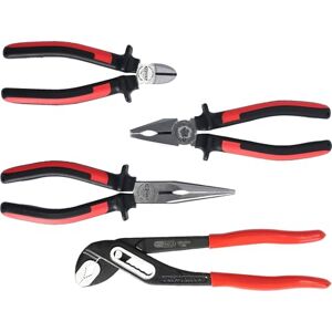 KS Tools 115.1004 ERGOTORQUE Zangen-Satz, 4-teilg, Diagonal-Seitenschneider 160 mm, Kombinationszange 180 mm, Telefonzange 180 mm, Wasserpumpenzange 240 mm (10“), 2-Komponentengriff, mit Schneide, matt verchromt Schwarz KS Tools 115.1004 ERGOTORQUE Zangen-Satz, 4-teilg, Diagonal-Seitenschneider 160 mm, Kombinationszange 180 mm, Telefonzange 180 mm, Wasserpumpenzange 240 mm (10“), 2-Komponentengriff, mit Schneide, matt verchromt Schwarz