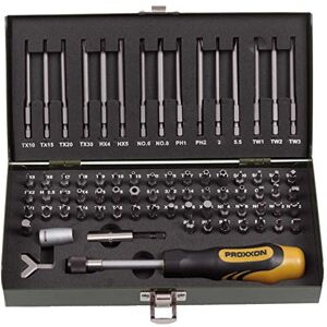 PROXXON Super-Sicherheits- und Spezialbitsatz, Schraubendrehergriff (1/4"), 75-teiliges Bit-Set mit Stahlkasten, 23107 PROXXON Super-Sicherheits- und Spezialbitsatz, Schraubendrehergriff (1/4"), 75-teiliges Bit-Set mit Stahlkasten, 23107