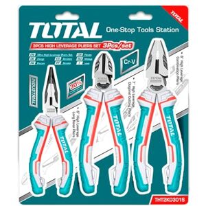 TOTAL – Set mit 3 Werkzeug Zangen Enthält: 1 180-mm-Universalzange, 1 160-mm-Schneidzange und 1 160-mm-Flachzange Chrom-Vanadium Anti-Fall-Schutz Wartung und Reform TOTAL – Set mit 3 Werkzeug Zangen Enthält: 1 180-mm-Universalzange, 1 160-mm-Schneidzange und 1 160-mm-Flachzange Chrom-Vanadium Anti-Fall-Schutz Wartung und Reform