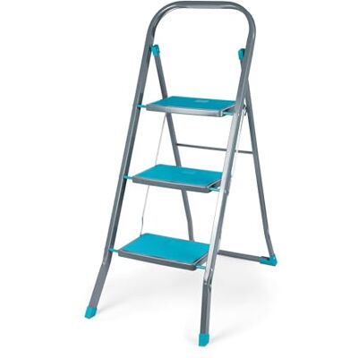Beldray LA024510TQFEU7 3 Stufen Leiter Klappbar/kompakt 105cm hohe Tritthocker, 150kg max Trittleiter mit Handläuf, rutschfeste Stehleiter, Leicht für außen/innen Reinigung, Dekorieren, Lackieren Beldray LA024510TQFEU7 3 Stufen Leiter Klappbar/kompakt 105cm hohe Tritthocker, 150kg max Trittleiter mit Handläuf, rutschfeste Stehleiter, Leicht für außen/innen Reinigung, Dekorieren, Lackieren