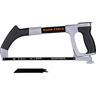 KLEIN TOOLS Bügelsägenrahmen mit 24 TPI Bügelsäge und Säbelsägeblättern, einstellbare Spannung bis 30.000 PSI 702-12 KLEIN TOOLS Bügelsägenrahmen mit 24 TPI Bügelsäge und Säbelsägeblättern, einstellbare Spannung bis 30.000 PSI 702-12