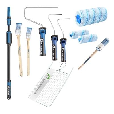 Storch Profi Malerset 11-TLG. Dispersionsfarbe Silikatfarbe innen, Farbroller Set komplett SmartCore Farbwalze, Lock-IT Edelstahlbügel, Teleskopstange, Heizkörperpinsel, Ringpinsel, Abstreifgitter Storch Profi Malerset 11-TLG. Dispersionsfarbe Silikatfarbe innen, Farbroller Set komplett SmartCore Farbwalze, Lock-IT Edelstahlbügel, Teleskopstange, Heizkörperpinsel, Ringpinsel, Abstreifgitter