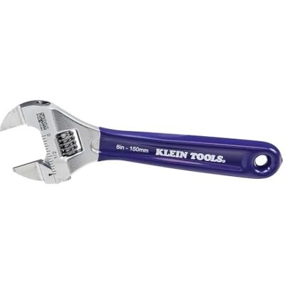 KLEIN TOOLS D86934 Verstellbarer Schraubenschlüssel, geschmiedet mit schlankerer Backe und einem hochglanzpolierten Chrom-Finish, 15,2 cm KLEIN TOOLS D86934 Verstellbarer Schraubenschlüssel, geschmiedet mit schlankerer Backe und einem hochglanzpolierten Chrom-Finish, 15,2 cm