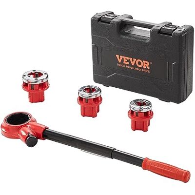 VEVOR Ratschen-Rohreinfädler-Set, 1,27 cm NPT, 1,9 cm NPT, 2,5 cm NPT Manueller Ratschenrohreinfädler, tragbares Rohrgewindewerkzeug-Set mit 3 NPT-Schneideisen, Aufbewahrungskoffer für verzinkte VEVOR Ratschen-Rohreinfädler-Set, 1,27 cm NPT, 1,9 cm NPT, 2,5 cm NPT Manueller Ratschenrohreinfädler, tragbares Rohrgewindewerkzeug-Set mit 3 NPT-Schneideisen, Aufbewahrungskoffer für verzinkte