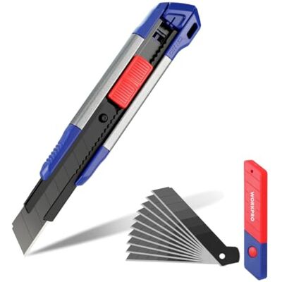 WORKPRO WP212022 Cuttermesser 18mm Heavy Duty Aluminum Case + 10 Stück Ersatzklingen WORKPRO WP212022 Cuttermesser 18mm Heavy Duty Aluminum Case + 10 Stück Ersatzklingen