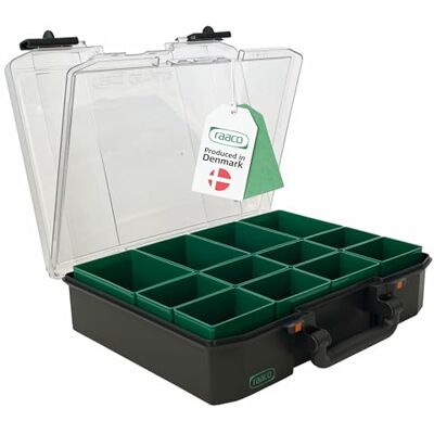 Raaco CarryLite 80 4x8-12 Sortierbox, 12 Einsätze, Werkstatt Organizer Premium Sortierbox für Werkstatt mit Sandwich-Deckel, Sortimentskasten & Sortierboxen für Kleinteile, Traglast 10 kg, Ordnung Raaco CarryLite 80 4x8-12 Sortierbox, 12 Einsätze, Werkstatt Organizer Premium Sortierbox für Werkstatt mit Sandwich-Deckel, Sortimentskasten & Sortierboxen für Kleinteile, Traglast 10 kg, Ordnung