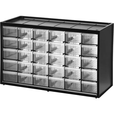 Stanley Kleinteilemagazin Organizer Sortimentskasten (Mehrzweck-Box mit 30 Schubladen, bruchfester Kunststoffrahmen, transparente Schubladen, geeignet für Wandmontage) 1-93-980 Stanley Kleinteilemagazin Organizer Sortimentskasten (Mehrzweck-Box mit 30 Schubladen, bruchfester Kunststoffrahmen, transparente Schubladen, geeignet für Wandmontage) 1-93-980