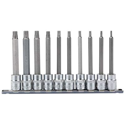 Draper 16340 TX-Star 3/8 Zoll Vierkantantrieb plus 100 mm Stecknuss Bit 10-teilig, blau Draper 16340 TX-Star 3/8 Zoll Vierkantantrieb plus 100 mm Stecknuss Bit 10-teilig, blau