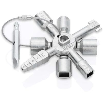 KNIPEX TwinKey Schaltschrankschlüssel, 00 11 01 für gängige Schließsysteme, 10 Profile, 2 Kreuze, 1 Schlüssel, Universalschlüssel, Kreuzschlüssel KNIPEX TwinKey Schaltschrankschlüssel, 00 11 01 für gängige Schließsysteme, 10 Profile, 2 Kreuze, 1 Schlüssel, Universalschlüssel, Kreuzschlüssel