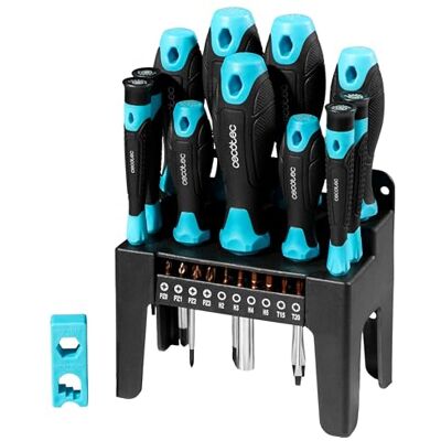 Cecotec Schraubendreher-Set HardGyro 220 Magnetic, 22-teilig, aus robustem CRV-Stahl, 10 rostfreie S2-Bits, inklusive Magnetisierer, 4 Präzisionsschraubendreher, rutschfester Griff, Halterung Cecotec Schraubendreher-Set HardGyro 220 Magnetic, 22-teilig, aus robustem CRV-Stahl, 10 rostfreie S2-Bits, inklusive Magnetisierer, 4 Präzisionsschraubendreher, rutschfester Griff, Halterung
