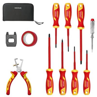 Cecotec VDE-Schraubendreher-Set HardGyro 12 SafeVolt Magnetic, bis 1000 V isoliert, VDE & GS zertifiziert, CRV-Stahl, Abisolierzange, Spannungsprüfer, Magnetisierer, Schlitz/Phillips, Etui Cecotec VDE-Schraubendreher-Set HardGyro 12 SafeVolt Magnetic, bis 1000 V isoliert, VDE & GS zertifiziert, CRV-Stahl, Abisolierzange, Spannungsprüfer, Magnetisierer, Schlitz/Phillips, Etui