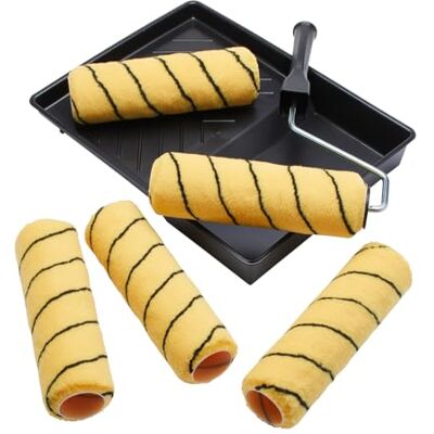 ProDec 225 mm x 38 mm 7-teiliges Farbroller-Set – 5 x mittelflorige gewebte Rollen, Käfigrahmen/Schale für Dispersions- und Mauerwerksfarben an Innen- und Außenwänden und Decken ProDec 225 mm x 38 mm 7-teiliges Farbroller-Set – 5 x mittelflorige gewebte Rollen, Käfigrahmen/Schale für Dispersions- und Mauerwerksfarben an Innen- und Außenwänden und Decken