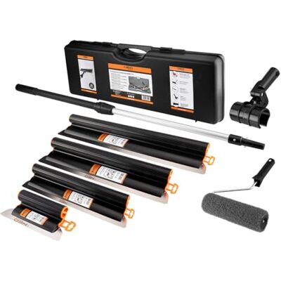 NEO TOOLS Spachtel-Set für Putz & Gips 8-tlg. im Koffer Oberflächenspachtel 200-800mm mit 0,3mm Edelstahlklingen, Teleskopstab 0,7-1,2m, Adapter & Farbroller, Für Glättspachtel NEO TOOLS Spachtel-Set für Putz & Gips 8-tlg. im Koffer Oberflächenspachtel 200-800mm mit 0,3mm Edelstahlklingen, Teleskopstab 0,7-1,2m, Adapter & Farbroller, Für Glättspachtel