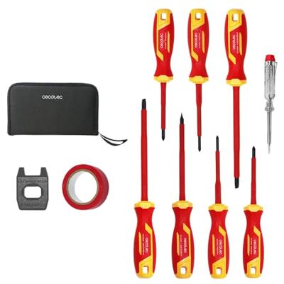 Cecotec VDE-Schraubendreher-Set HardGyro 11 SafeVolt Magnetic, bis 1000 V isoliert, VDE & GS zertifiziert, CRV-Stahl, Spannungsprüfer, Magnetisierer, Schlitz- & Phillips-Profile, im Etui Cecotec VDE-Schraubendreher-Set HardGyro 11 SafeVolt Magnetic, bis 1000 V isoliert, VDE & GS zertifiziert, CRV-Stahl, Spannungsprüfer, Magnetisierer, Schlitz- & Phillips-Profile, im Etui