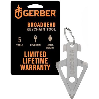 Gerber Multifunktions-Tool und Schlüsselanhänger für Jagdbegeisterte, Broadhead, Mit 5 Funktionen für die kleinen Alltagsprobleme, Länge: 6,5 cm, Gewicht: 26 g, Edelstahl, Silber, 1074045 Gerber Multifunktions-Tool und Schlüsselanhänger für Jagdbegeisterte, Broadhead, Mit 5 Funktionen für die kleinen Alltagsprobleme, Länge: 6,5 cm, Gewicht: 26 g, Edelstahl, Silber, 1074045