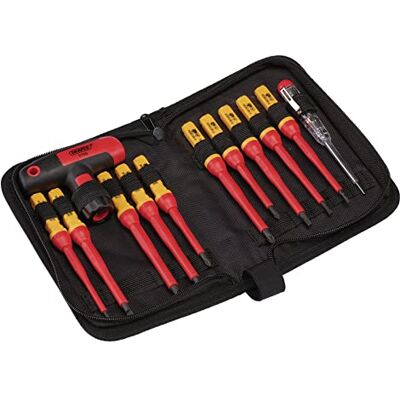 Draper 37797 Schraubendreher-Set mit austauschbaren Klingen, 12-teilig, rot und gelb Draper 37797 Schraubendreher-Set mit austauschbaren Klingen, 12-teilig, rot und gelb