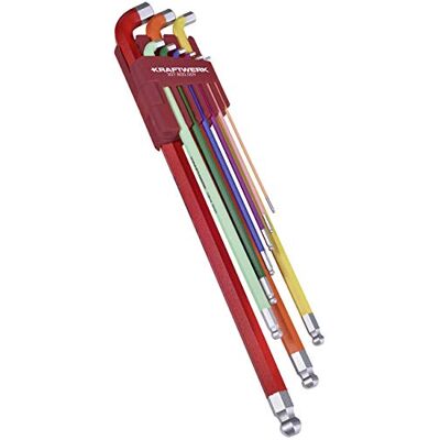 KRAFTWERK Innensechskantschlüssel Set 10-tlg. mit Farbmarkierung Sechskantschlüssel Set 1,5 10 mm Winkelschraubendreher lang mit Kugelkopf im praktischen Halter Art. Nr. 307.800.009 KRAFTWERK Innensechskantschlüssel Set 10-tlg. mit Farbmarkierung Sechskantschlüssel Set 1,5 10 mm Winkelschraubendreher lang mit Kugelkopf im praktischen Halter Art. Nr. 307.800.009