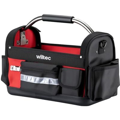 Wiltec faltbare Werkzeugtasche 40 x 20 x 28 cm bis 30 kg, Werkzeug Tasche 29 Fächer, Arbeitstasche mit Schultergurt, Transporttasche wasserresistent Wiltec faltbare Werkzeugtasche 40 x 20 x 28 cm bis 30 kg, Werkzeug Tasche 29 Fächer, Arbeitstasche mit Schultergurt, Transporttasche wasserresistent
