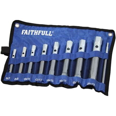Faithfull Doppelmaulschlüsselsatz – 8-teilig, 16 Größen (6–22 mm) mit Drehstift und Aufbewahrungsrolle für Mechaniker, Klempner und Autoreparaturen Faithfull Doppelmaulschlüsselsatz – 8-teilig, 16 Größen (6–22 mm) mit Drehstift und Aufbewahrungsrolle für Mechaniker, Klempner und Autoreparaturen