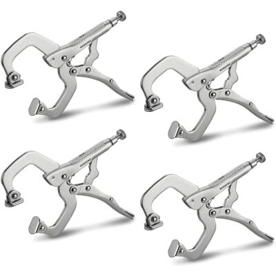 WORKPRO 4-teiliges 15,2 cm Verriegelungs-C-Klemme mit Drehpolstern Set, robuste, verstellbare Schraubstock-Griffzange, 4 Stück Schweißklemme für Holzbearbeitung, Metallbearbeitung, Autoreparatur und WORKPRO 4-teiliges 15,2 cm Verriegelungs-C-Klemme mit Drehpolstern Set, robuste, verstellbare Schraubstock-Griffzange, 4 Stück Schweißklemme für Holzbearbeitung, Metallbearbeitung, Autoreparatur und