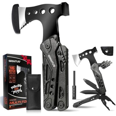 GIRIAITUS Geschenke für Männer 16IN1 Multitool Axt mit Hammer Outdoor Camping Zubehör Vatertag Männergeschenke Survival Kit mit Zange Säge Schraubendreher Flaschenöffner Pfeife Taschenmesser Jagdzubehör GIRIAITUS Geschenke für Männer 16IN1 Multitool Axt mit Hammer Outdoor Camping Zubehör Vatertag Männergeschenke Survival Kit mit Zange Säge Schraubendreher Flaschenöffner Pfeife Taschenmesser Jagdzubehör