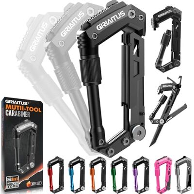 GIRIAITUS 8en1 Karabiner Multitool mit Taschenmesser Werkzeug Camping Zubehör Geschenke für Männer Survival Gadget mit Säge Seilschneider Schraubendreher Dosen Flaschenöffner Lineal Klappmesser GIRIAITUS 8en1 Karabiner Multitool mit Taschenmesser Werkzeug Camping Zubehör Geschenke für Männer Survival Gadget mit Säge Seilschneider Schraubendreher Dosen Flaschenöffner Lineal Klappmesser