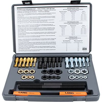Lang Tools Lang 972 Reparaturset für fraktionelle und metrische Gewinde, 40-teilig Lang Tools Lang 972 Reparaturset für fraktionelle und metrische Gewinde, 40-teilig