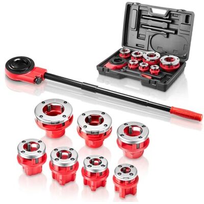 VEVOR Gewindeschneidkluppensatz mit 7 Schneidköpfen, Manueller Rohrgewindeschneider mit 3/8 bis 2 Zoll NPT Schneidkluppen, Hand-Gewindeschneidwerkzeug mit Kasten für Sanitärinstallation Reparatur VEVOR Gewindeschneidkluppensatz mit 7 Schneidköpfen, Manueller Rohrgewindeschneider mit 3/8 bis 2 Zoll NPT Schneidkluppen, Hand-Gewindeschneidwerkzeug mit Kasten für Sanitärinstallation Reparatur