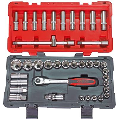 KS Tools 922.0639 Steckschlüsselsatz und Zubehör ULTIMATE 1/2 Zoll, 39-teilig – robust und praktisch – Ratsche, Stecknüsse Sechskant 8 bis 34 mm, Kardan, Verlängerungen – Profiqualität KS Tools 922.0639 Steckschlüsselsatz und Zubehör ULTIMATE 1/2 Zoll, 39-teilig – robust und praktisch – Ratsche, Stecknüsse Sechskant 8 bis 34 mm, Kardan, Verlängerungen – Profiqualität