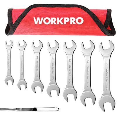 WORKPRO SAE Superdünnes Maulschlüssel-Set, 7-teilig, 1/4 Zoll bis 1-1/16 Zoll, ultradünnes Schraubenschlüssel-Set mit Organizer-Tasche, für dünne Muttern, schmale Räume WORKPRO SAE Superdünnes Maulschlüssel-Set, 7-teilig, 1/4 Zoll bis 1-1/16 Zoll, ultradünnes Schraubenschlüssel-Set mit Organizer-Tasche, für dünne Muttern, schmale Räume