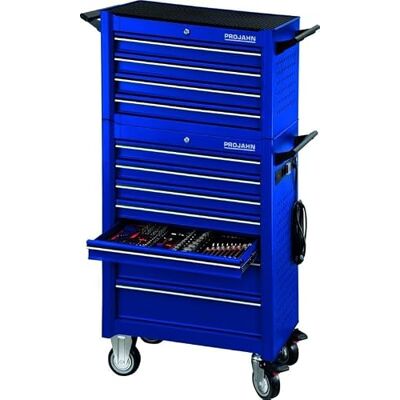 Projahn Werkstattwagen UNIVERSE mit 379-teiliger Bestückung, E-Power Elektroverteiler, Werkstattwagenaufsatz, Dosenhalten und Papierrollenhalter, Werkzeugwagen, 7 Schubladen, mit Rollen, Blau 6501-581 Projahn Werkstattwagen UNIVERSE mit 379-teiliger Bestückung, E-Power Elektroverteiler, Werkstattwagenaufsatz, Dosenhalten und Papierrollenhalter, Werkzeugwagen, 7 Schubladen, mit Rollen, Blau 6501-581