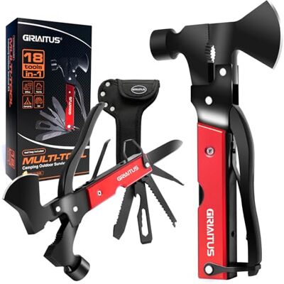 GIRIAITUS Geschenke für Männer 18in1 Multi Tool Axt mit Hammer Camping Zubehör Survival Gear mit Axt Hammer Säge Schraubendreher Zange Flaschenöffner Strumpffüller Pfeife Taschenmesser Männergeschenke GIRIAITUS Geschenke für Männer 18in1 Multi Tool Axt mit Hammer Camping Zubehör Survival Gear mit Axt Hammer Säge Schraubendreher Zange Flaschenöffner Strumpffüller Pfeife Taschenmesser Männergeschenke