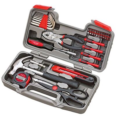 Apollo Tools DT9706 Original 39-teiliges Reparatur-Handwerkzeug-Set mit Werkzeugkasten, Aufbewahrungskoffer, rot Apollo Tools DT9706 Original 39-teiliges Reparatur-Handwerkzeug-Set mit Werkzeugkasten, Aufbewahrungskoffer, rot