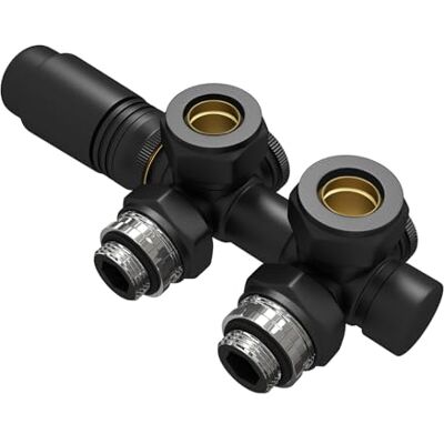 EMKE Multiblock Heizkörper Ventil-Armaturen, Hahnblock Heizungszubehör Eck und Durchgangsform 50mm, Ventilhahnblock Heizkörperventil mit Thermostat (Für 15mm+16mm Rohre * G1/2", 1 Stück, Schwarz) EMKE Multiblock Heizkörper Ventil-Armaturen, Hahnblock Heizungszubehör Eck und Durchgangsform 50mm, Ventilhahnblock Heizkörperventil mit Thermostat (Für 15mm+16mm Rohre * G1/2", 1 Stück, Schwarz)