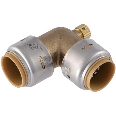 SharkBite Max UR5256A 90 Grad Winkel mit Ablaufventil, Push to Connect Messing Sanitärverschraubung, PEX-Rohr, Kupfer, CPVC, PE-RT, HDPE SharkBite Max UR5256A 90 Grad Winkel mit Ablaufventil, Push to Connect Messing Sanitärverschraubung, PEX-Rohr, Kupfer, CPVC, PE-RT, HDPE