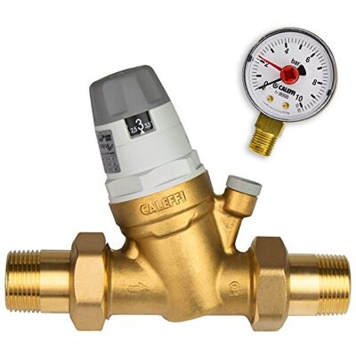 Caleffi Wasserdruckminderer 3/4 Zoll DN20 Druckminderer für Wasser mit Austauschbarer Kartusche und Manometer, Druckminderungsventil, Druckregler 535051, messing Caleffi Wasserdruckminderer 3/4 Zoll DN20 Druckminderer für Wasser mit Austauschbarer Kartusche und Manometer, Druckminderungsventil, Druckregler 535051, messing