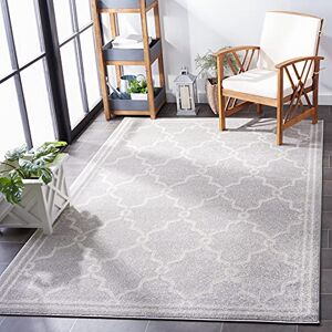 Safavieh Geometrisch Teppich für Wohnzimmer, Esszimmer, Schlafzimmer Amherst Collection, Kurzer Flor, Hellgrau und Elfenbein, 152 X 244 cm Safavieh Geometrisch Teppich für Wohnzimmer, Esszimmer, Schlafzimmer Amherst Collection, Kurzer Flor, Hellgrau und Elfenbein, 152 X 244 cm