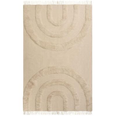 Beliani Kinderteppich Baumwolle beige 160 x 230 cm rechteckig mit Fransen Nako Beliani Kinderteppich Baumwolle beige 160 x 230 cm rechteckig mit Fransen Nako