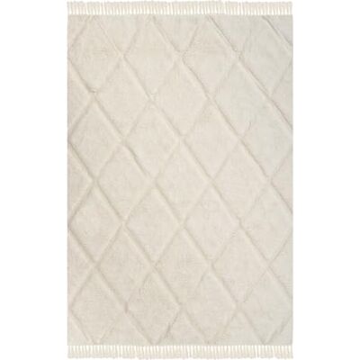 Beliani Kinderteppich Baumwolle Hellbeige 140 x 200 cm rechteckig mit Fransen Xeldem Beliani Kinderteppich Baumwolle Hellbeige 140 x 200 cm rechteckig mit Fransen Xeldem