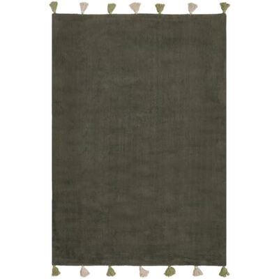 Beliani Kinderteppich Baumwolle dunkelgrün 140 x 200 cm rechteckig mit Quasten Kodinhi Beliani Kinderteppich Baumwolle dunkelgrün 140 x 200 cm rechteckig mit Quasten Kodinhi