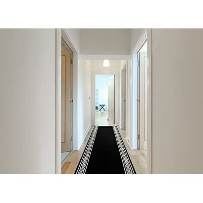 rugsx Läufer BCF MORAD Grek Griechisches Muster in Schwarz Matte für Flur, Küche & Eingangsbereich Teppichläufer 90x300 cm rugsx Läufer BCF MORAD Grek Griechisches Muster in Schwarz Matte für Flur, Küche & Eingangsbereich Teppichläufer 90x300 cm