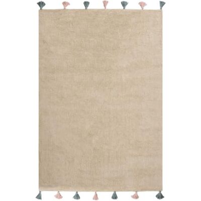 Beliani Kinderteppich Baumwolle beige 140 x 200 cm rechteckig mit Quasten Kodinhi Beliani Kinderteppich Baumwolle beige 140 x 200 cm rechteckig mit Quasten Kodinhi