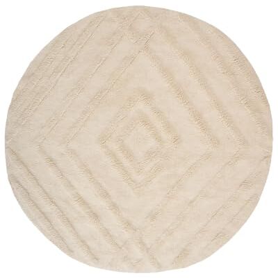 Beliani Kinderteppich Baumwolle Hellbeige rund ⌀ 160 cm geometrisches Muster maschinenwaschbar modern Turtuk Beliani Kinderteppich Baumwolle Hellbeige rund ⌀ 160 cm geometrisches Muster maschinenwaschbar modern Turtuk