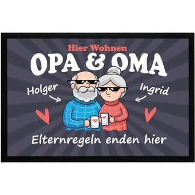 MoonWorks ® Fußmatte Geschenk Hier wohnen Oma und Opa Großeltern lustige Geschenkidee Weihnachten personalisiert rutschfest & waschbar Schwarz 60x40cm MoonWorks ® Fußmatte Geschenk Hier wohnen Oma und Opa Großeltern lustige Geschenkidee Weihnachten personalisiert rutschfest & waschbar Schwarz 60x40cm