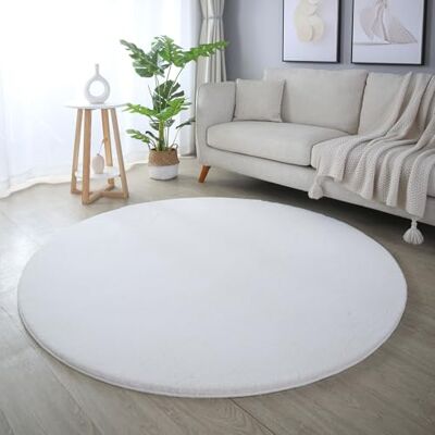 Carpetsale24 Rabbit Hochflor Teppich Rund 120 cm Creme Shaggy Modern Flauschig Weich Fellteppich Kunstfell Einfarbig für Schlafzimmer Wohnzimmer Kinderzimmer Carpetsale24 Rabbit Hochflor Teppich Rund 120 cm Creme Shaggy Modern Flauschig Weich Fellteppich Kunstfell Einfarbig für Schlafzimmer Wohnzimmer Kinderzimmer