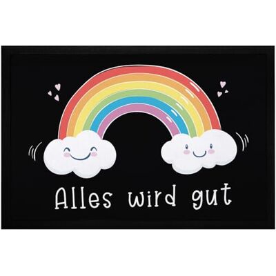 MoonWorks ® Fußmatte Regenbogen Alles Wird gut Mutmacher Geschenk Trost Aufmunterung positiv Denken durchhalten Weiss 60x40cm MoonWorks ® Fußmatte Regenbogen Alles Wird gut Mutmacher Geschenk Trost Aufmunterung positiv Denken durchhalten Weiss 60x40cm