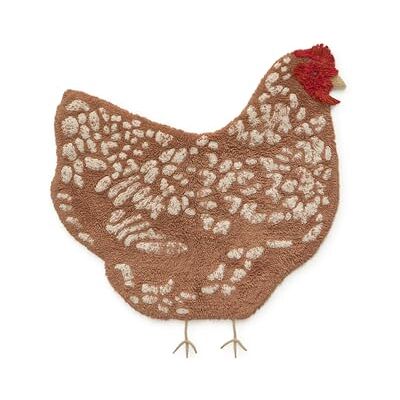 Lorena Canals Waschbarer Teppich mit Huhn, 90 x 90 cm, für Schlafzimmer, handgefertigt, Braun Lorena Canals Waschbarer Teppich mit Huhn, 90 x 90 cm, für Schlafzimmer, handgefertigt, Braun