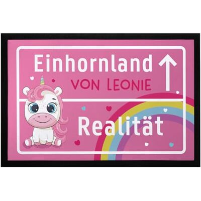 MoonWorks SpecialMe® Fußmatte Kinderzimmer personalisiert Einhorn-Land von Wunschname Türvorleger Kind rutschfest & waschbar Schwarz 60x40cm MoonWorks SpecialMe® Fußmatte Kinderzimmer personalisiert Einhorn-Land von Wunschname Türvorleger Kind rutschfest & waschbar Schwarz 60x40cm