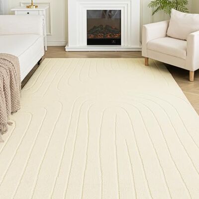 Sonive Linie Teppich Wasserabweisend rutschfest Waschbarer Küchenteppich Weiche Fußmatte Außen Innen für Wohnzimmer, Schlafzimmer, Kinderzimmer 160×230 cm Beige Sonive Linie Teppich Wasserabweisend rutschfest Waschbarer Küchenteppich Weiche Fußmatte Außen Innen für Wohnzimmer, Schlafzimmer, Kinderzimmer 160×230 cm Beige